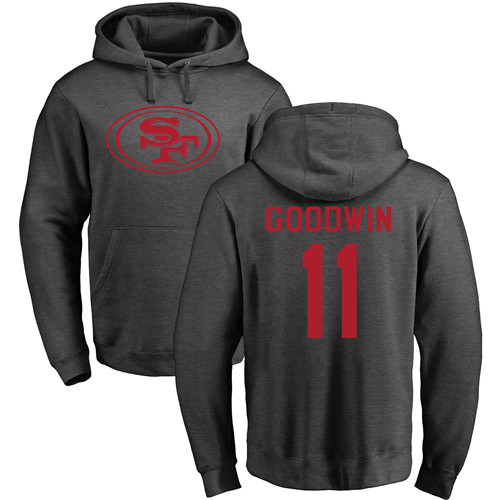 Men San Francisco 49ers Ash Marquise Goodwin One Color #11 Pullover NFL Hoodie Sweatshirts